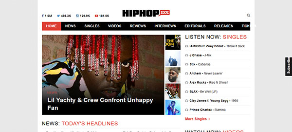 Es handelt sich um einen Screenshot der Webseite hiphopdx.com