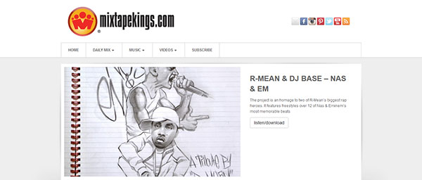Es handelt sich um eine Bildschirmaufnahme der Webseite mixtapekings.com