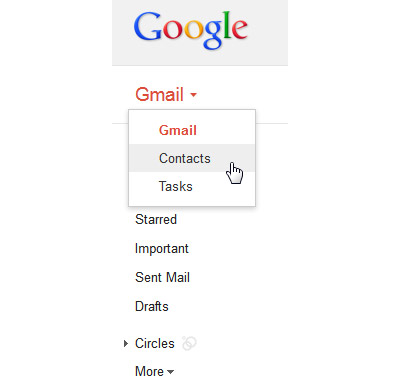 Melden Sie sich in Gmail ein und finden Sie die Kontakte Option