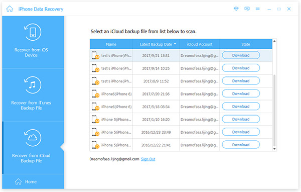 Laden Sie das iCloud-Backup herunter