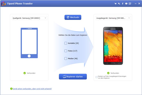 Android-Handys mit Phone Transfer verbinden